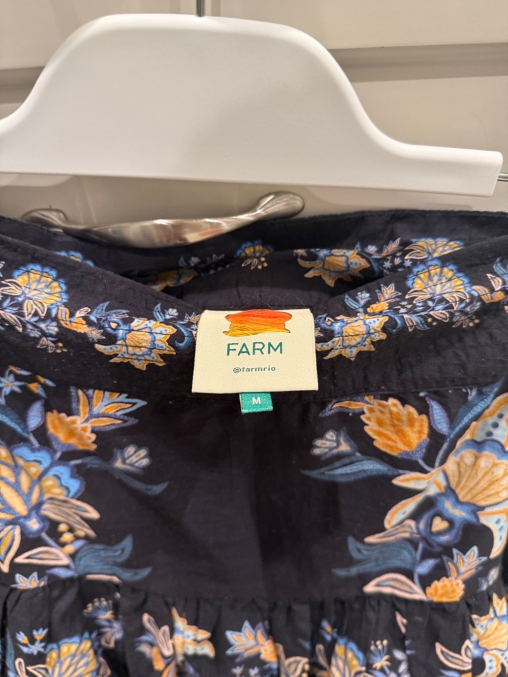 FARM Rio Black Mini Skirt with Blue & Yellow Floral Embroidery - Picture 2 of 2